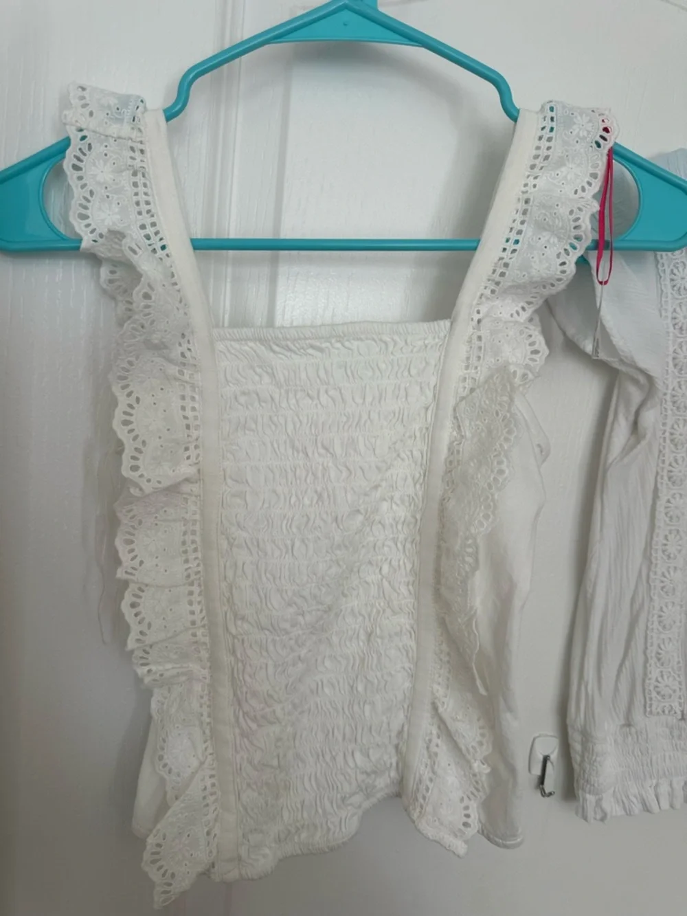 Justice Girls White Eyelet Lace Ruffle Top Bundle Size 7-8 (S)